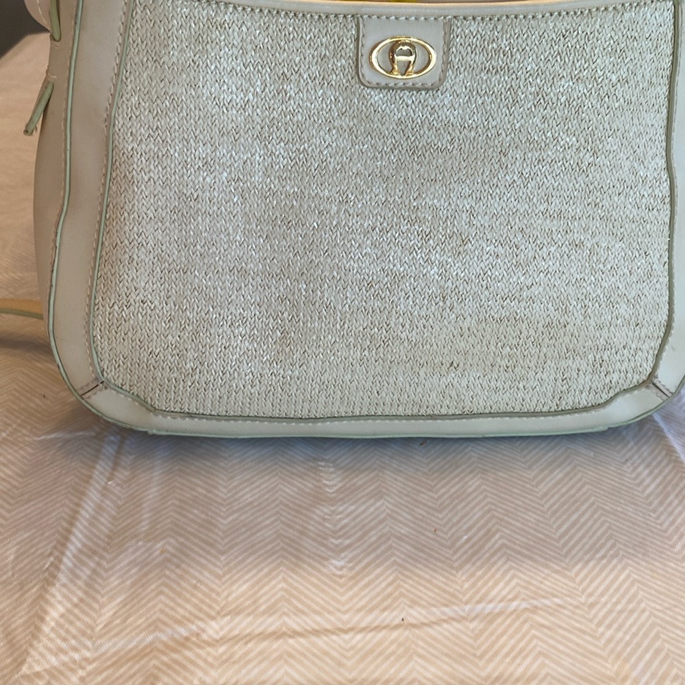 Etienne Aigner Crossbody Purse Cream/Wheat color gold accents leather